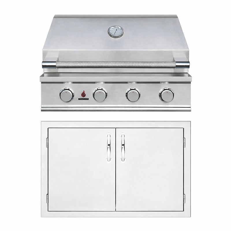 TrueFlame 2 Piece E Series 32" Grill & Doors Clearance Package - TFE32L-B+TF-DD-33-B